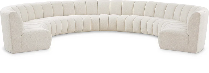 Meridian Infinity Boucle Fabric 9pc. Sectional in Cream Boucle Fabric 643Cream-9PC