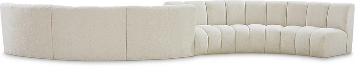 Meridian Infinity Boucle Fabric 6pc. Sectional in Cream Boucle Fabric 643Cream-S6PC
