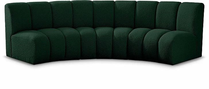 Meridian Infinity Boucle Fabric Sofa in Green Boucle Fabric 643Green-3PC