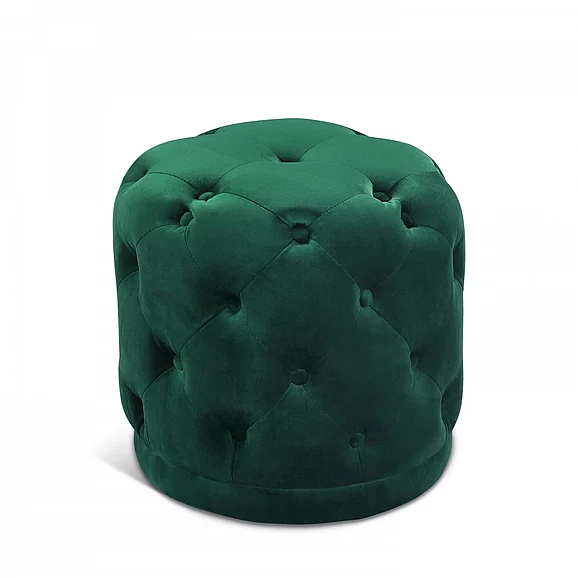 Meridian Harper Velvet Ottoman | Stool in Green Velvet 136Green