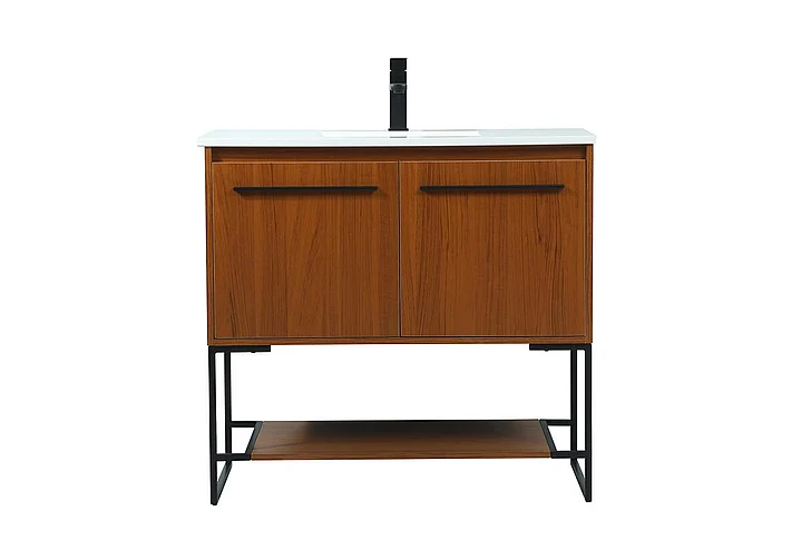 Elegant 36 In. Single Bathroom Vanity in Teak VF42536MTK CLOSEOUT