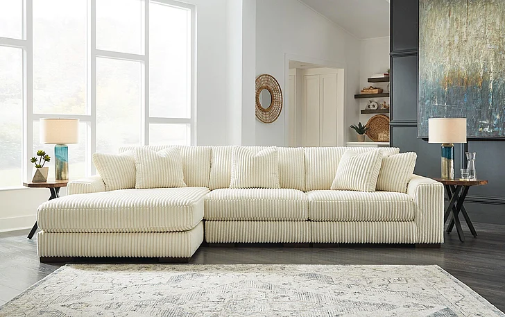 Lindyn 3-Piece Sectional with LAF Chaise Set in Ivory
