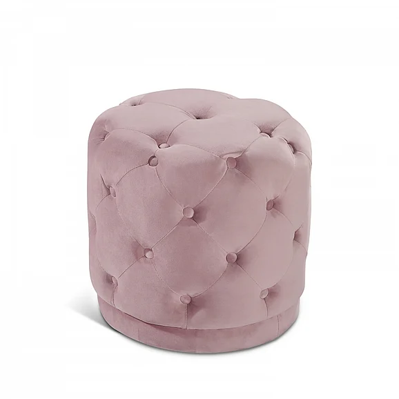 Meridian Harper Velvet Ottoman | Stool in Pink Velvet 136Pink