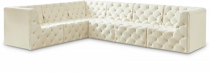 Meridian Tuft Velvet Modular Sectional in Cream Velvet 680Cream-Sec6A