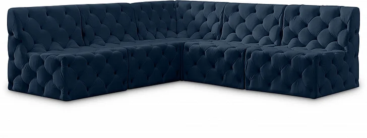 Meridian Tuft Velvet Modular Sectional in Navy Velvet 680Navy-Sec5B