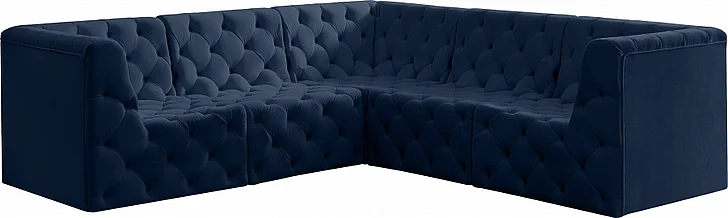Meridian Tuft Velvet Modular Sectional in Navy Velvet 680Navy-Sec5C