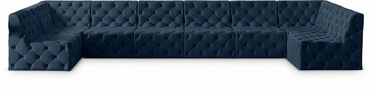 Meridian Tuft Velvet Modular Sectional in Navy Velvet 680Navy-Sec8B