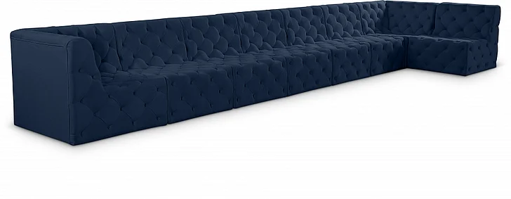 Meridian Tuft Velvet Modular Sectional in Navy Velvet 680Navy-Sec8C