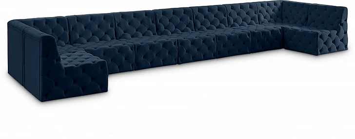 Meridian Tuft Velvet Modular Sectional in Navy Velvet 680Navy-Sec9A