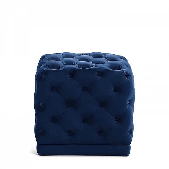 Meridian Stella Velvet Ottoman | Stool in Navy Velvet 137Navy