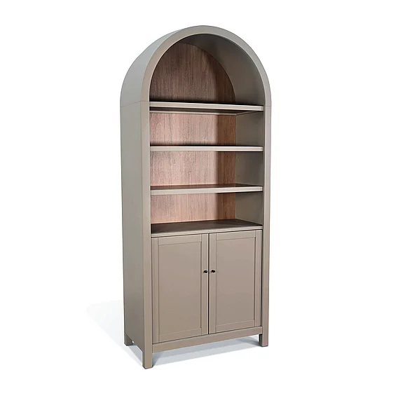 Sunny Designs Arched Display Cabinet with Doors in Pavestone 2116PV