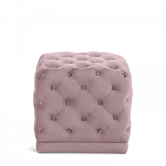 Meridian Stella Velvet Ottoman | Stool in Pink Velvet 137Pink