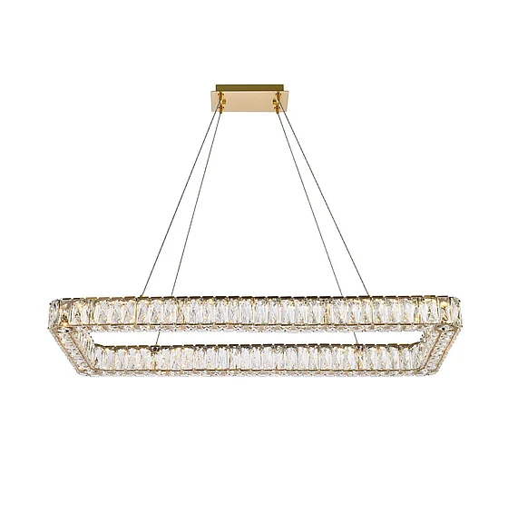 Elegant Monroe 42 In. Led Single Rectangle Pendant in Gold 3504D42L1G