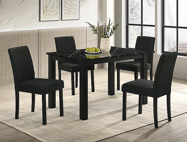 Crown Mark Resia 5pc Dining Room Set in Black