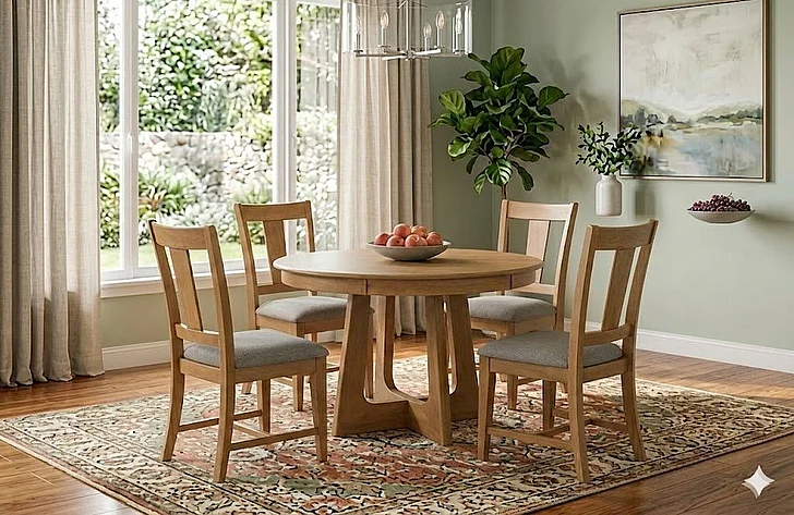 Kincaid Kafe 5pc 54 Inches Pedestal Dining Set in Cappuccino