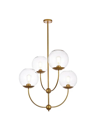 Elegant Lennon 31.5 In. Pendant in Brass with Clear Shade LD652D30BR