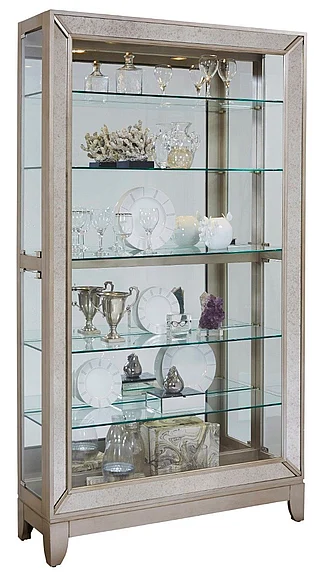 Pulaski Side Entry Curio in Platinum 21384 PROMO