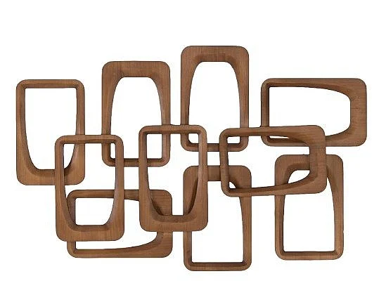 Uma Wood Geometric Overlapping Rectangles Home Wall Decor in Brown 21444
