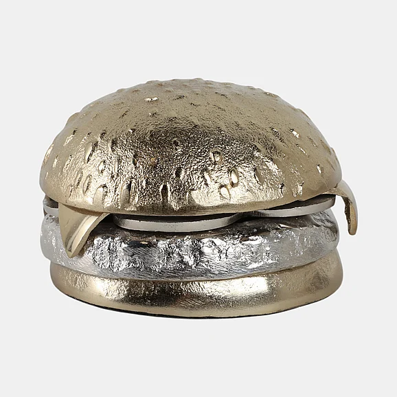 Sagebrook Home 5x5" Mixed Metal Cheeseburger, Silver/Gold 21462