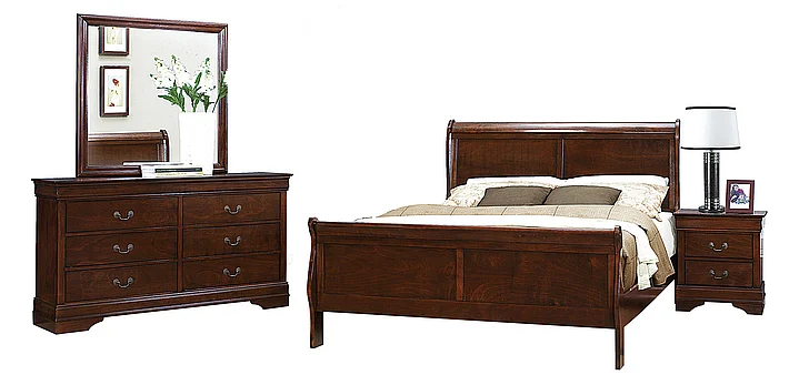 Homelegance Mayville 5pc Sleigh Bedroom Set in Brown Cherry