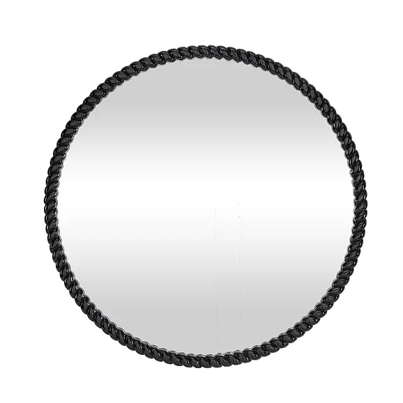 UMA Wood Beaded Room Wall Mirror in Black 21525