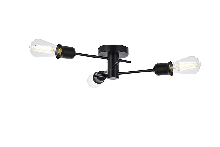 Elegant Xavier 3 Lights Flush Mount in Black LD7049F18BK