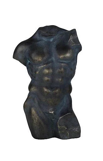 Uma Polyresin People Decorative Sculpture with Blue Accents in Black 21534
