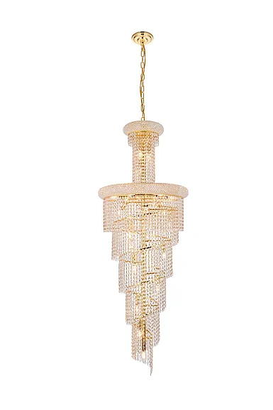 Elegant Spiral 22 Light Gold Chandelier Clear Royal Cut Crystal V1800SR22G/RC