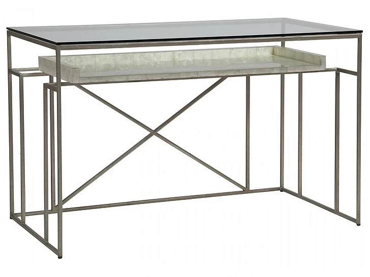Artistica Home Signature Designs Cumulus Capiz Writing Table in Champagne Foil 2156-933C