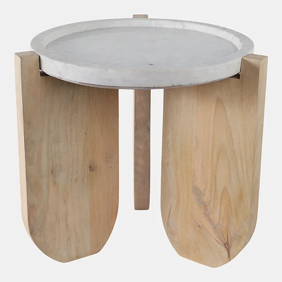 Sagebrook Home 18x18" Marble Top Accent Table with Curved Legs, W 21571-01