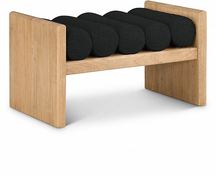 Meridian Waverly Boucle Fabric Bench in Black Boucle Fabric 177Black