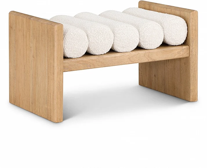 Meridian Waverly Boucle Fabric Bench in Cream Boucle Fabric 177Cream