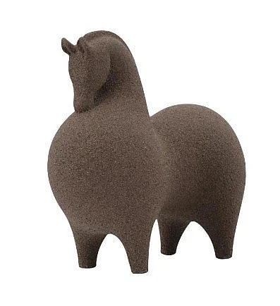 Uma Brown Polystone Horse Textured Decorative Sculpture 21578