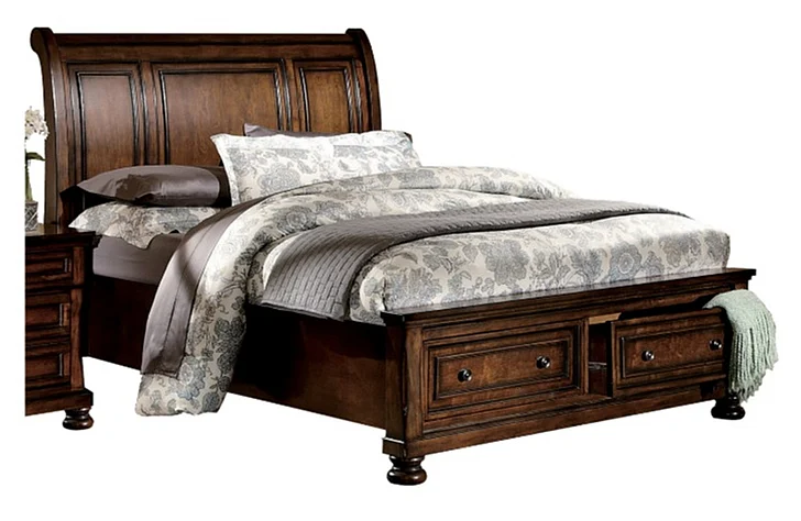 Homelegance Cumberland California King Sleigh Platform Bed with Footboard Storage in Brown Cherry 2159K-1CK*
