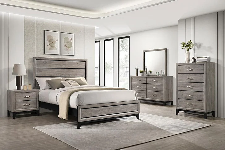 Coaster Watson 5pc Panel Bedroom Set in Light Taupe