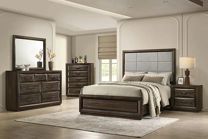 Coaster Atlas 4pc Panel Bedroom Set in Grey and Dark Oak