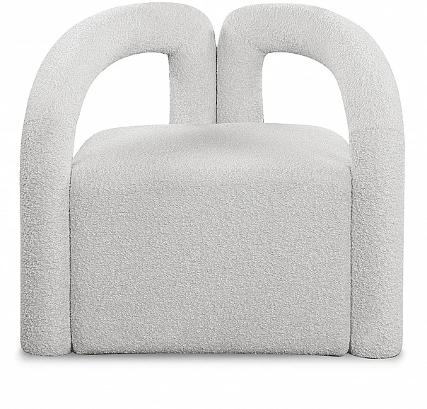 Meridian Otto Boucle Fabric Accent Chair in Cream Boucle Fabric 569Cream