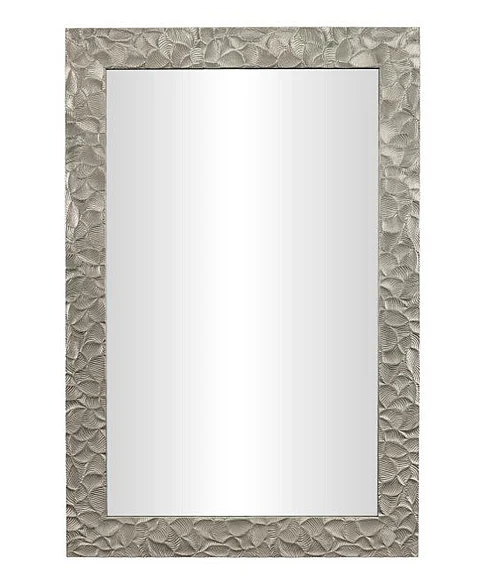 Uma Plastic Leaf Metallic Wrapped Room Wall Mirror in Silver 21609