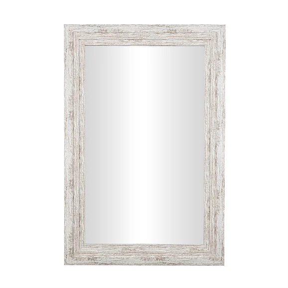 UMA Plastic Handmade Distressed Room Wall Mirror with Wood Grains in Beige 21616