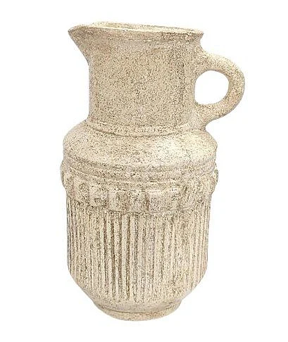 Uma Cream Paper Mache Ribbed Decorative Vase with Handle 21629