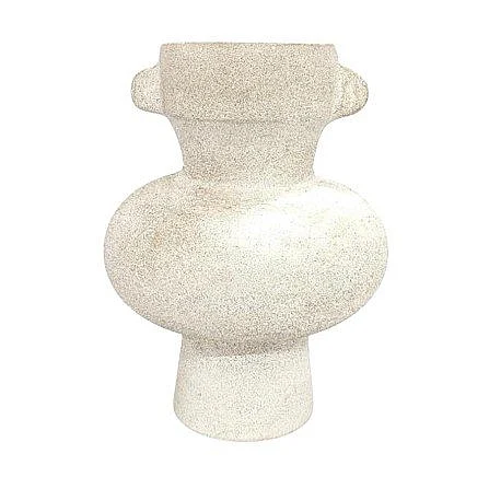 Uma White Paper Mache Wide Fluted Decorative Vase (Set of 2) 21636