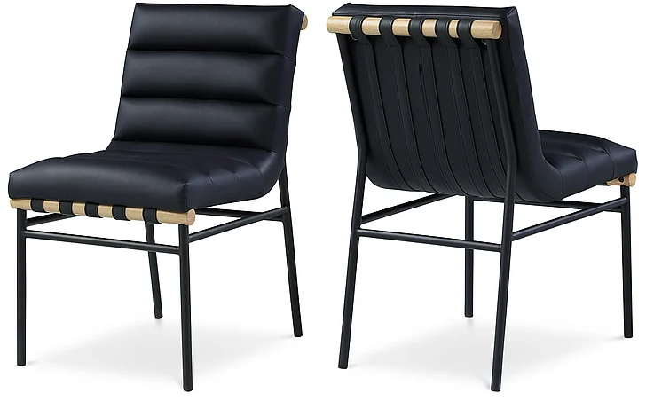 Meridian Burke Faux Leather Dining Chair in Black Faux Leather 590Black-C