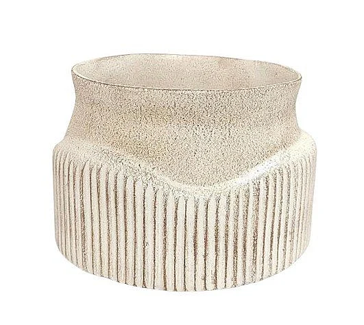 Uma Paper Mache Ribbed Large Decorative Bowl in Cream 21639