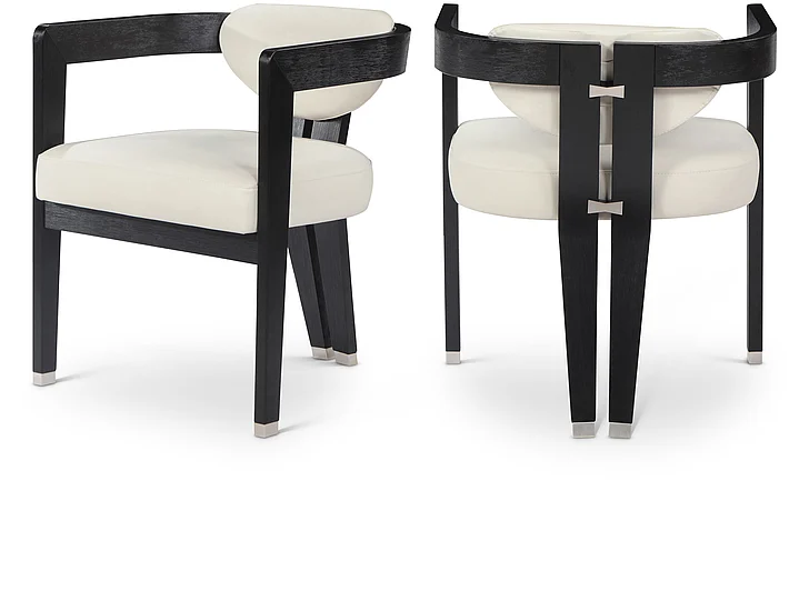 Meridian Carlyle Faux Leather Dining Chair in Cream Faux Leather 563Cream-C