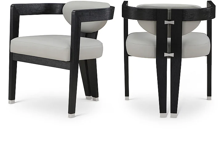Meridian Carlyle Faux Leather Dining Chair in Grey Faux Leather 563Grey-C