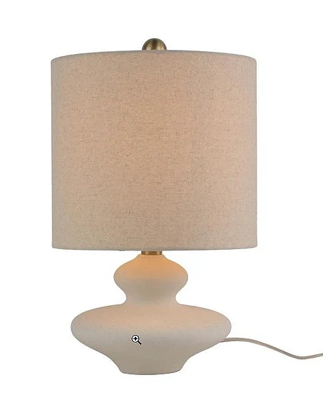 Uma White Ceramic Tiered Room Table Lamp with Cream Linen Shade 21682