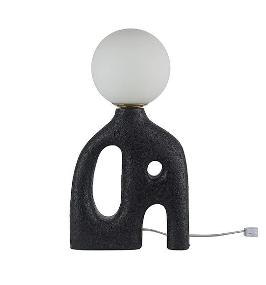 Uma Resin Abstract Room Table Lamp with White Orb in Black 21686