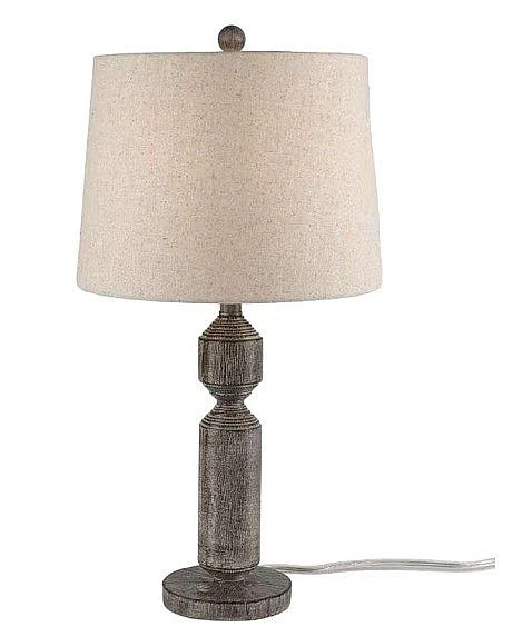 Uma Gray Resin Room Table Lamp with Cream Linen Shade 21688