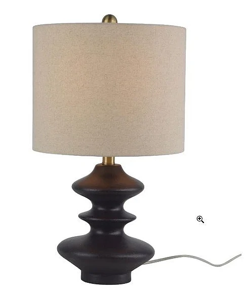 Uma Purple Resin Tiered Room Table Lamp with Gold stand and Cream Linen Shade 21692