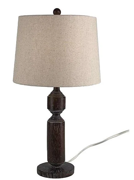 Uma Brown Resin Room Table Lamp with Cream Linen Shade 21694